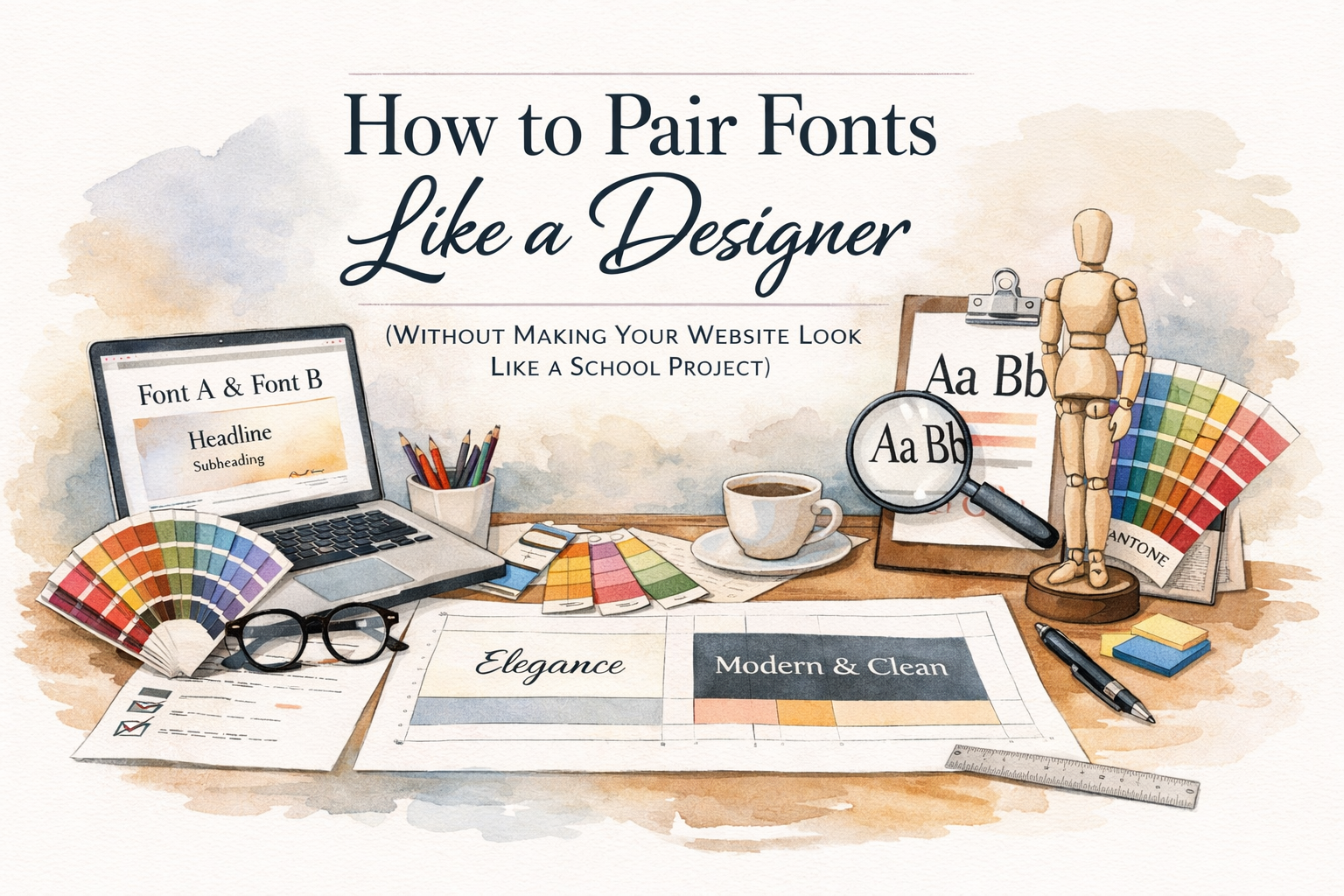 Font pairing design example showing serif and sans serif typography for professional website layout