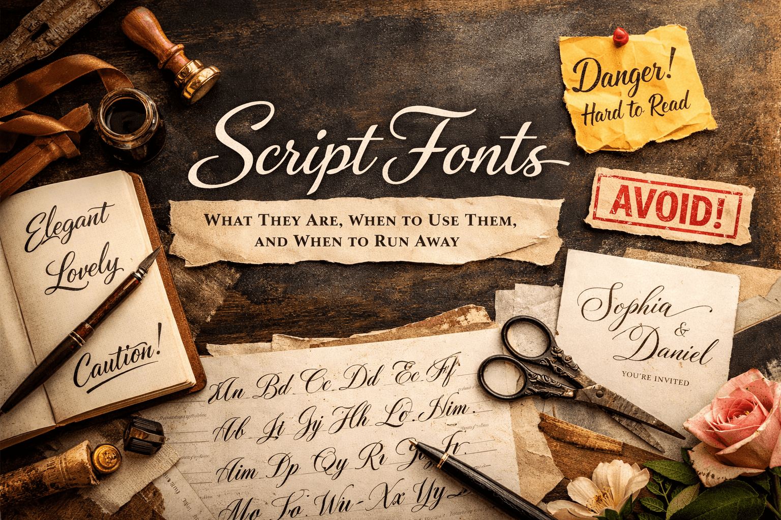 Script fonts typography example showing elegant handwritten lettering style for branding and design