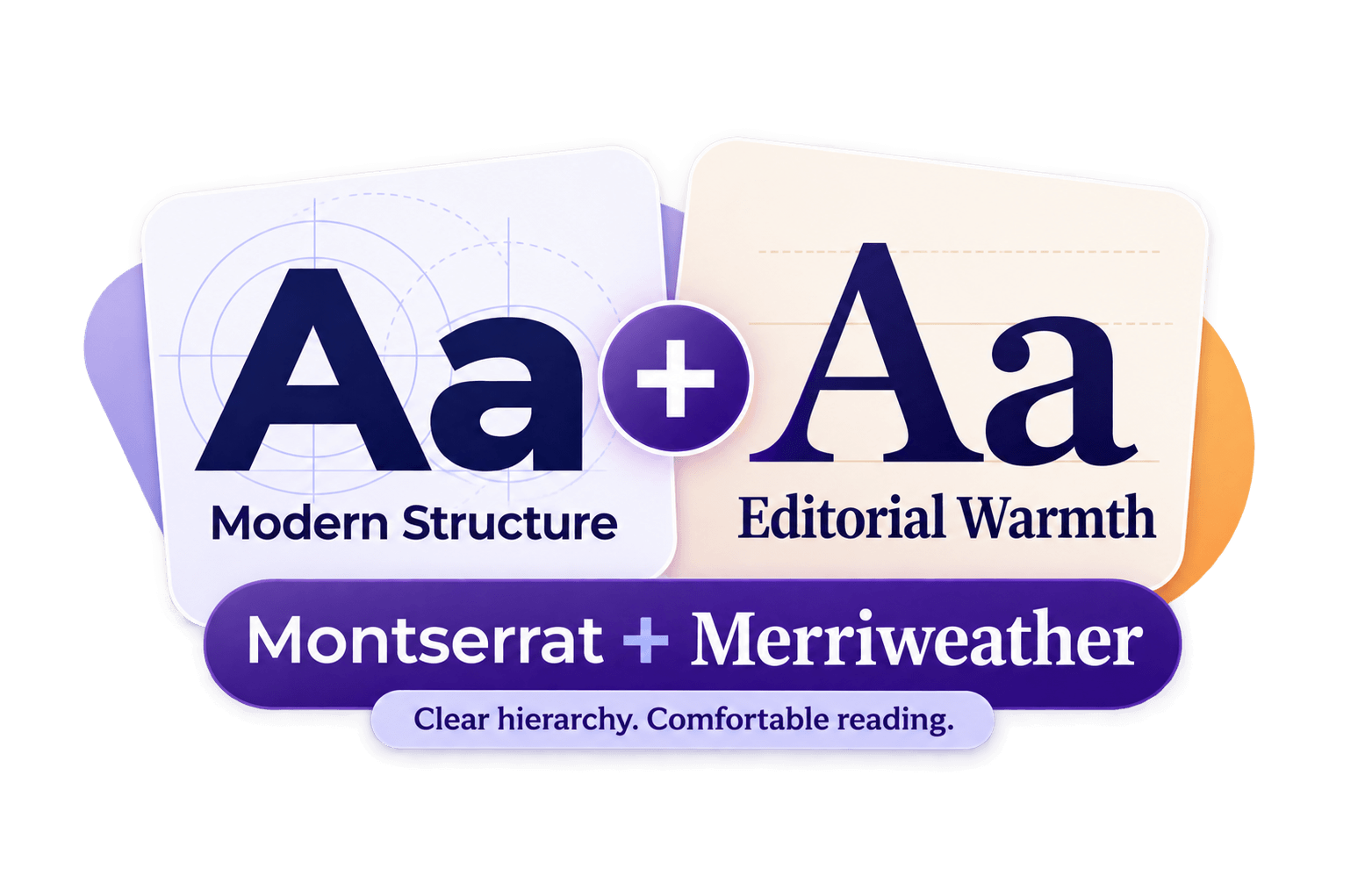 Montserrat and Merriweather font pairing showing modern geometric structure beside warm editorial typography.